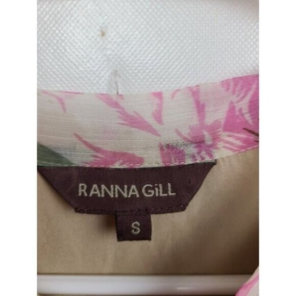 Anthropologie Ranna Gill Womens Top Small Floral Bow Tie Sequined Cottage BOHO - Picture 4 of 11